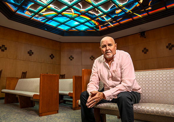 Rick Shaw at the chapel inside CHRISTUS Health in Texarkana.